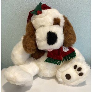 JCPENNEY Dog Plush 25” White Brown Red Green Holliday Collection Stuffed Animal